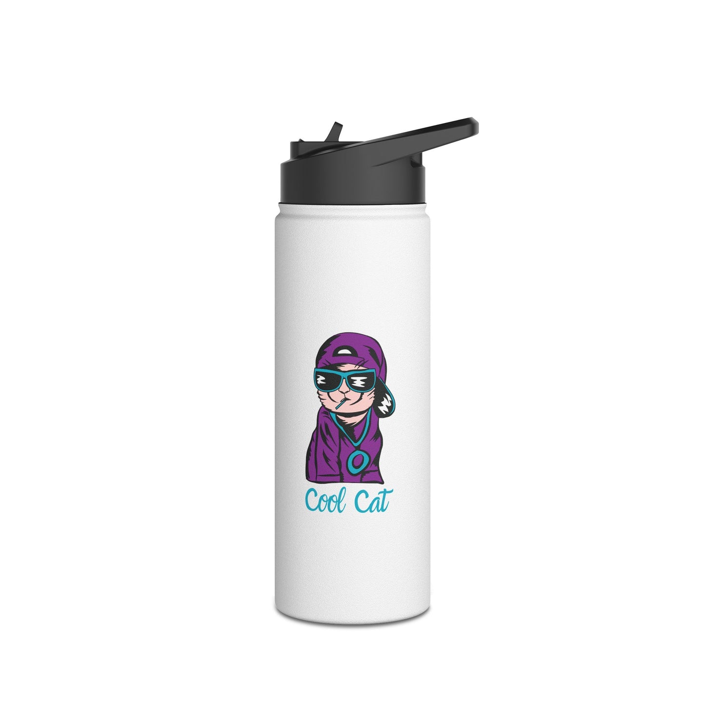 Stainless Water Bottle — Cute Cat Wizard Design, "Cat Magic"
