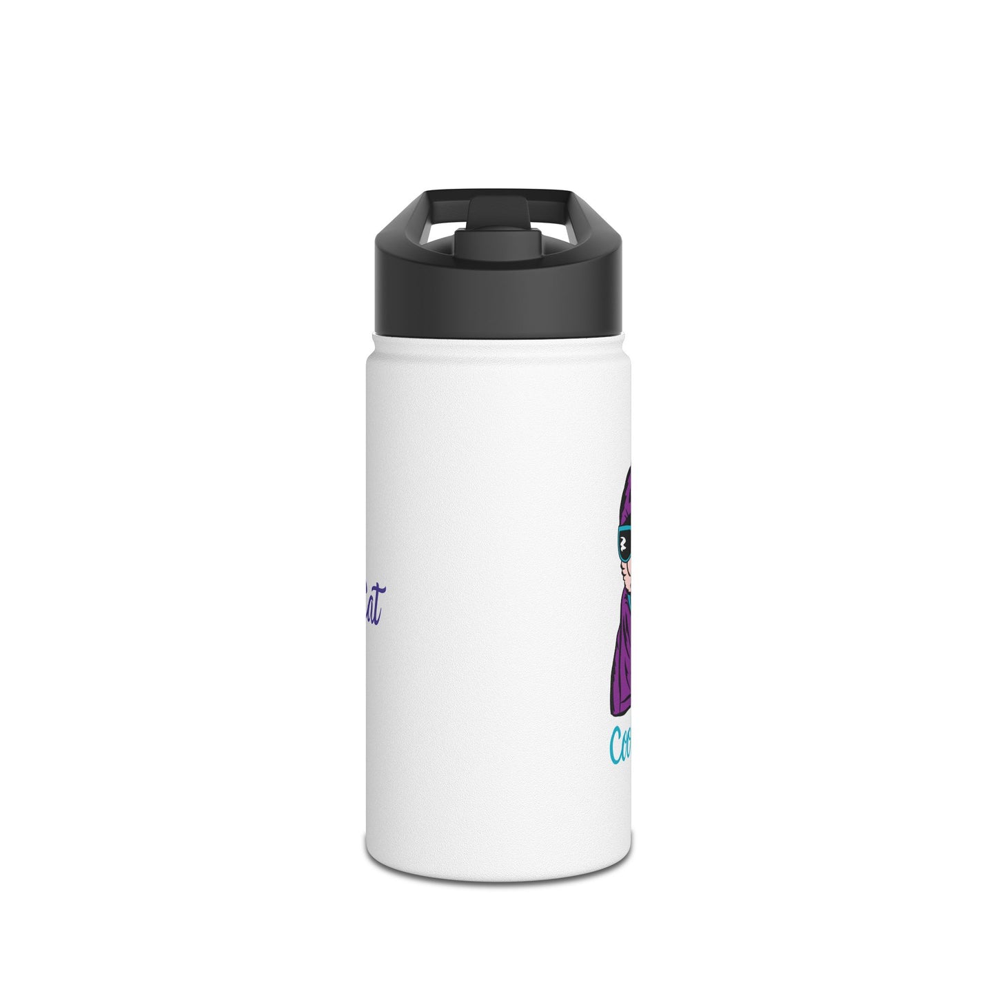 Stainless Water Bottle — Cute Cat Wizard Design, "Cat Magic"