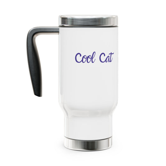 Cool Cat Travel Mug – 14oz Stainless Steel Insulated Tumbler with Handle