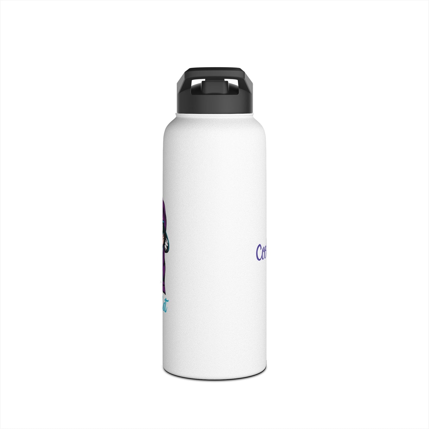 Stainless Water Bottle — Cute Cat Wizard Design, "Cat Magic"