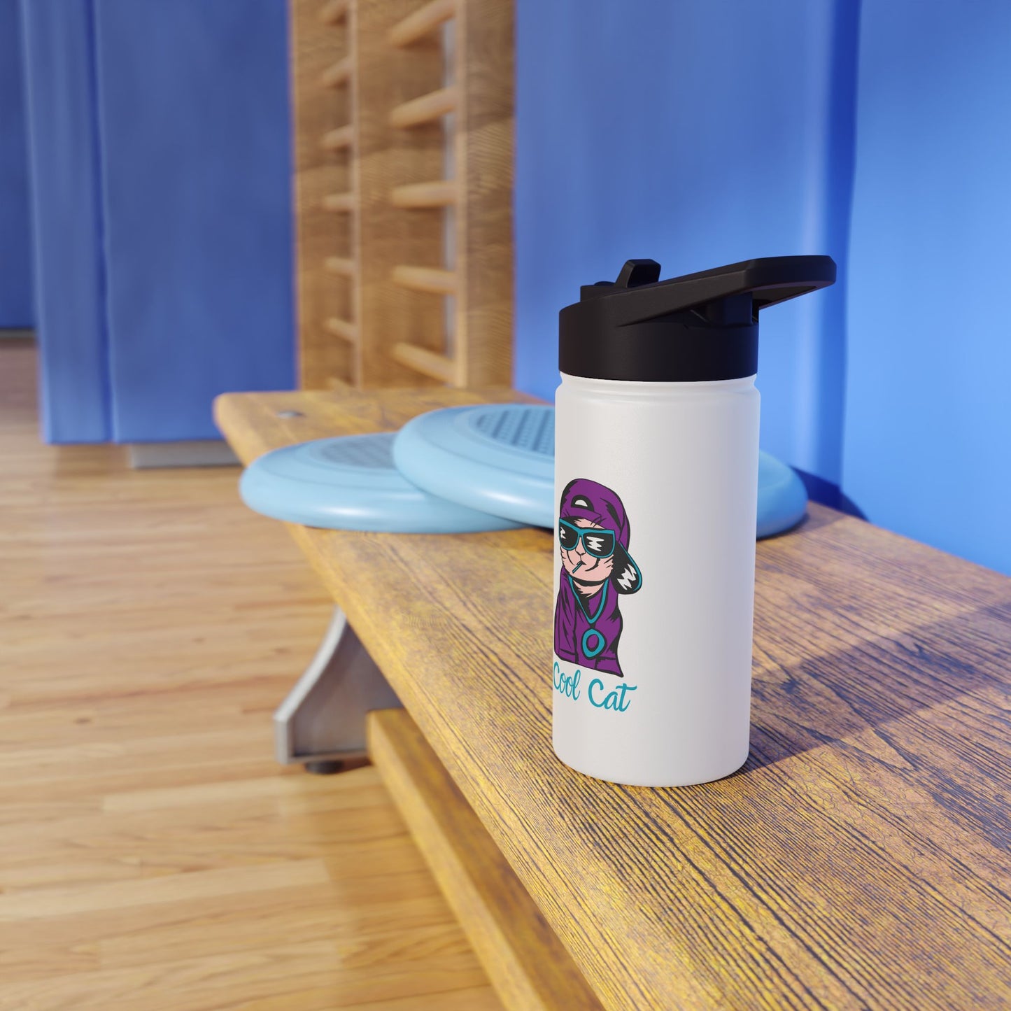 Stainless Water Bottle — Cute Cat Wizard Design, "Cat Magic"