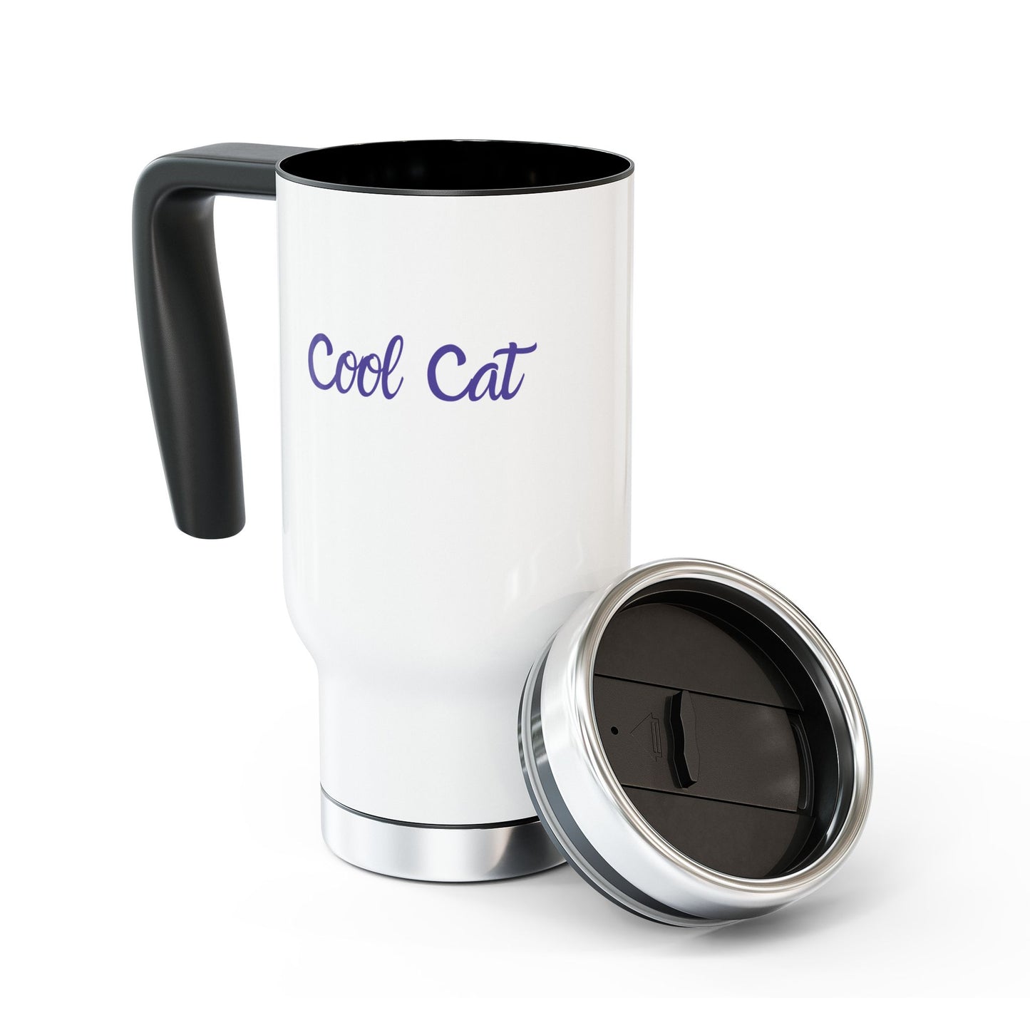 Cool Cat Travel Mug – 14oz Stainless Steel Insulated Tumbler with Handle