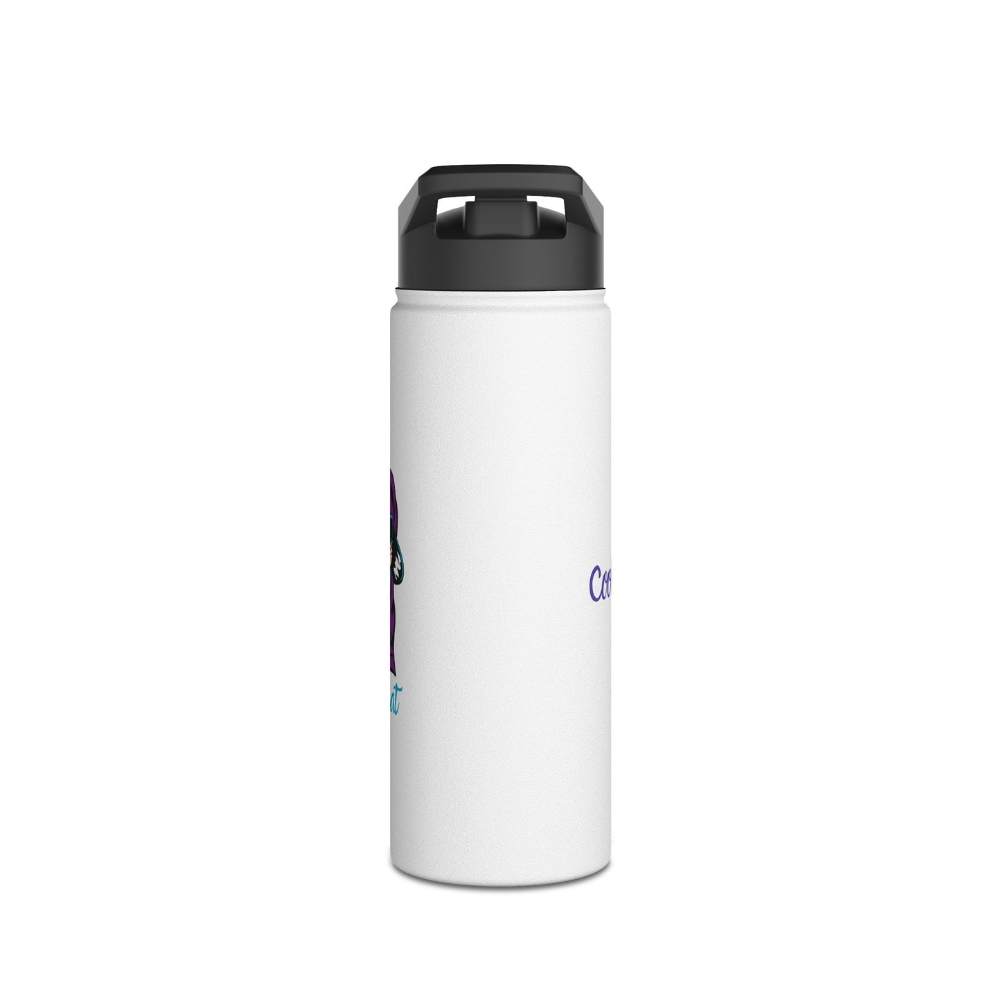 Stainless Water Bottle — Cute Cat Wizard Design, "Cat Magic"